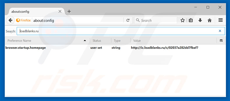 Removing loadblanks.ru from Mozilla Firefox default search engine