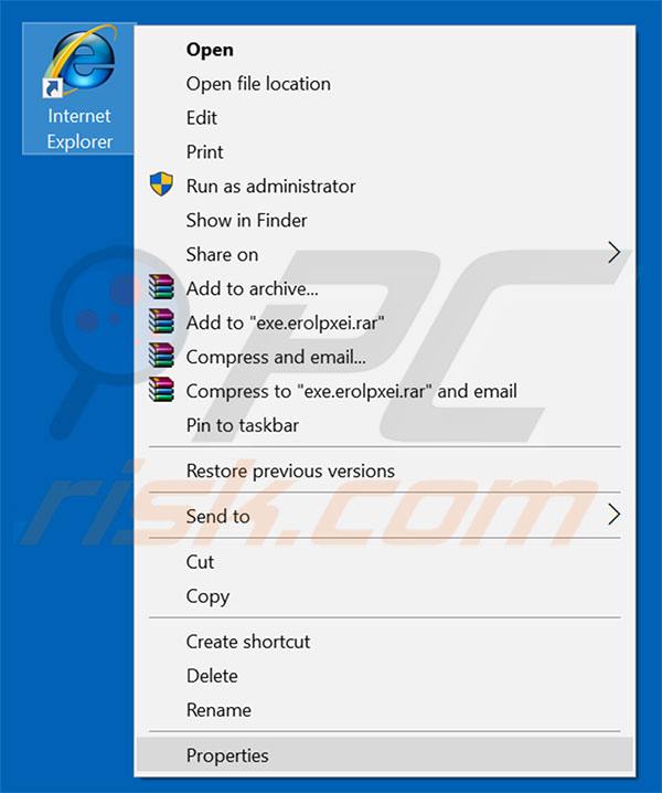 Removing loadblanks.ru from Internet Explorer shortcut target step 1