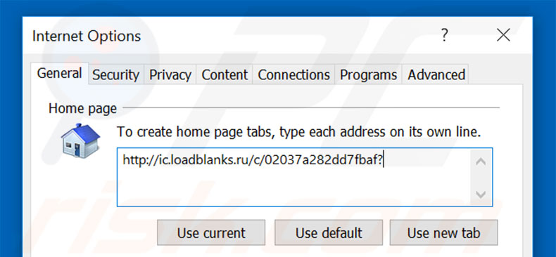 Removing loadblanks.ru from Internet Explorer homepage