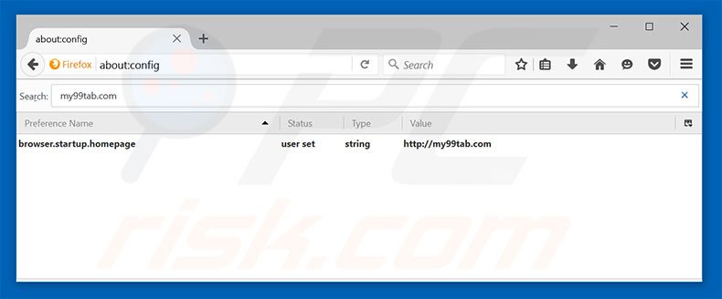 Removing my99tab.com from Mozilla Firefox default search engine