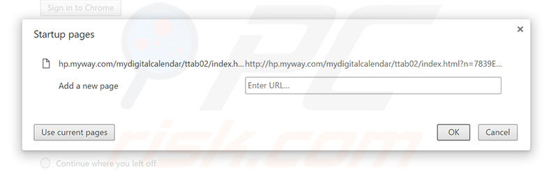 Removing hp.myway.com from Google Chrome homepage