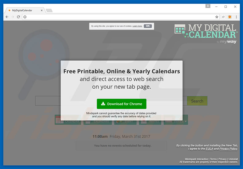 Website used to promote MyDigitalCalendar browser hijacker