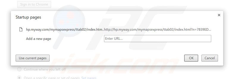 Removing hp.myway.com from Google Chrome homepage