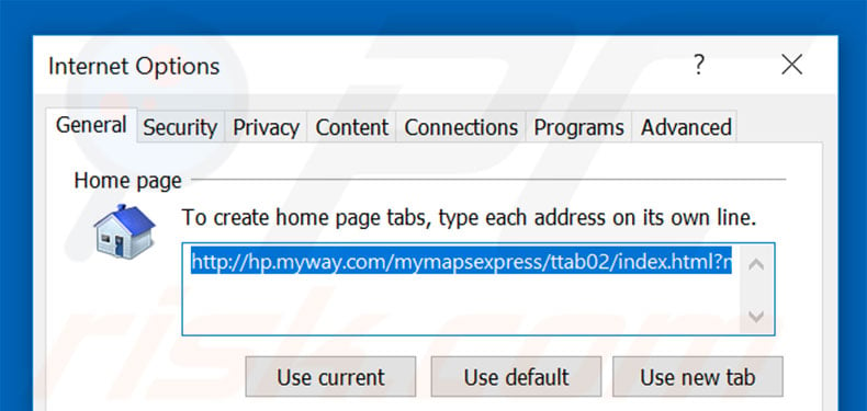 Removing hp.myway.com from Internet Explorer homepage