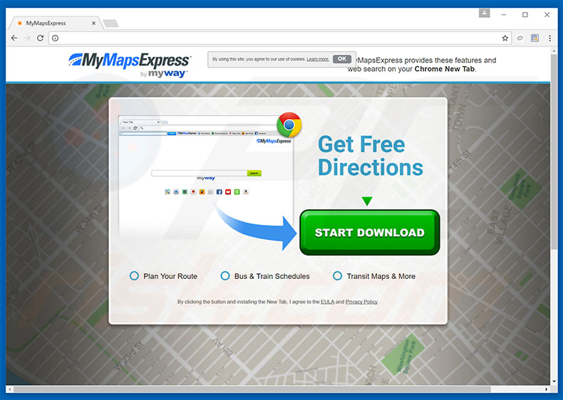 Website used to promote MyMapsExpress browser hijacker