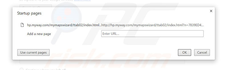 Removing hp.myway.com from Google Chrome homepage