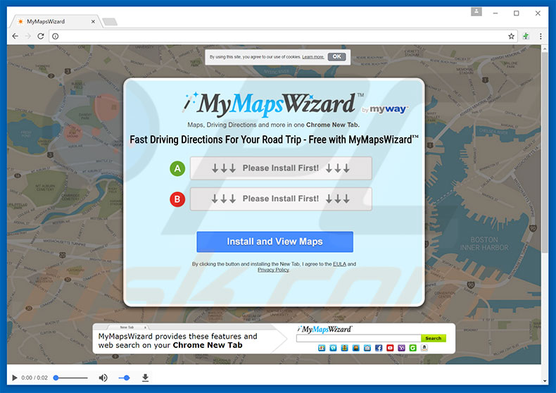 Website used to promote MyMapsWizard browser hijacker