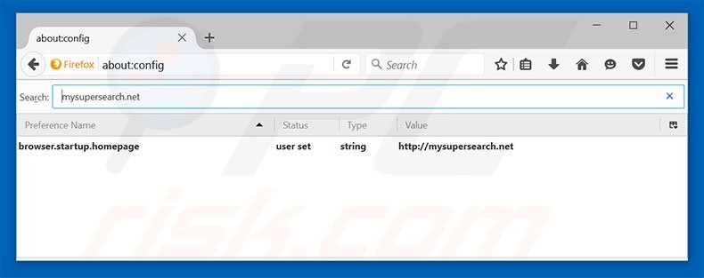 Removing mysupersearch.net from Mozilla Firefox default search engine