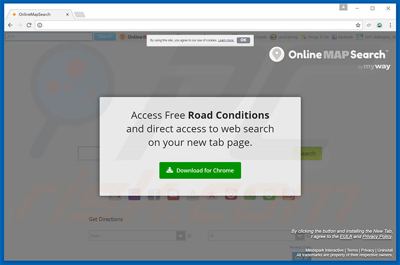 Website used to promote OnlineMapSearch browser hijacker