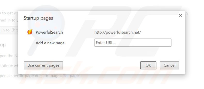 Removing powerfulsearch.net from Google Chrome homepage