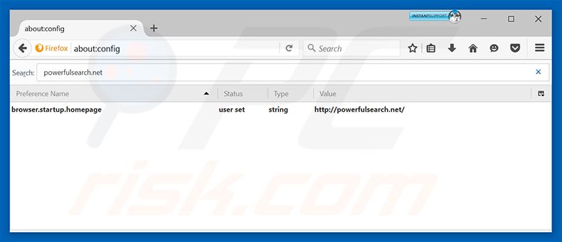Removing powerfulsearch.net from Mozilla Firefox default search engine