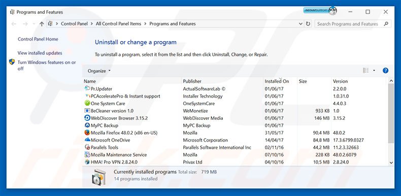 powerfulsearch.net browser hijacker uninstall via Control Panel