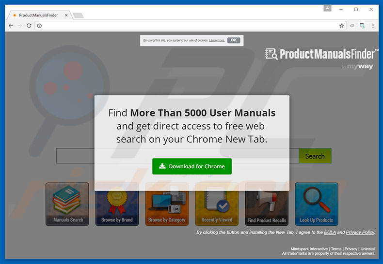 Website used to promote ProductManualsFinder browser hijacker