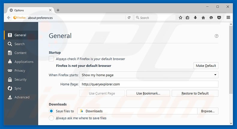 Removing queryexplorer.com from Mozilla Firefox homepage