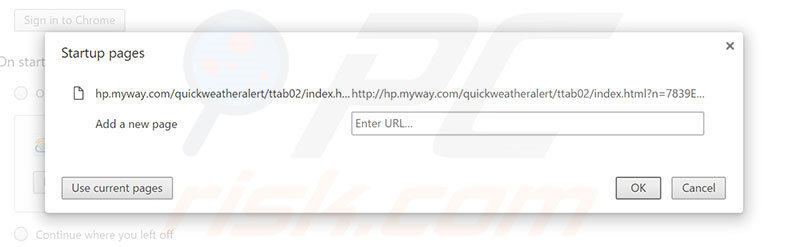 Removing hp.myway.com from Google Chrome homepage