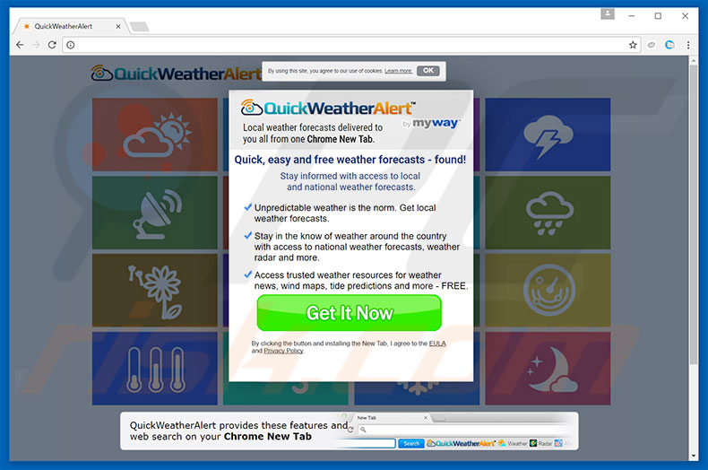 Website used to promote QuickWeatherAlert browser hijacker