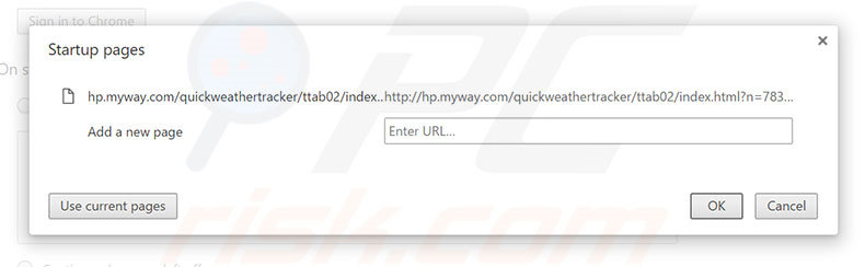 Removing hp.myway.com from Google Chrome homepage