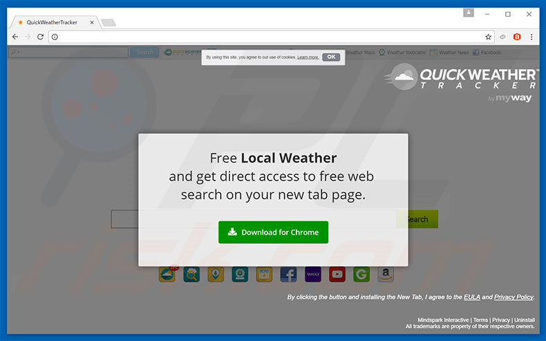 Website used to promote QuickWeatherTracker browser hijacker