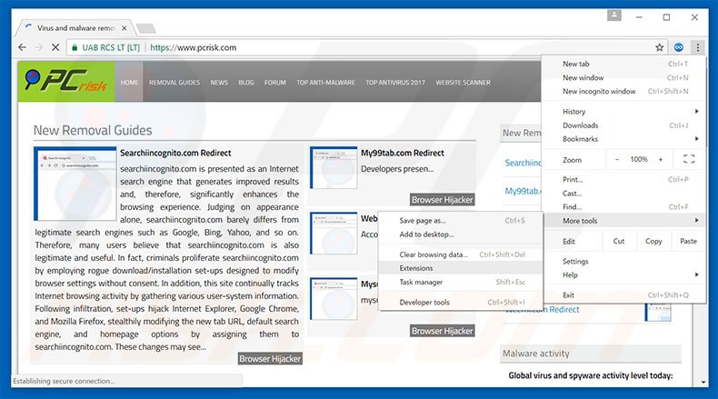 Removing RDN_YahLover.worm Infection ads from Google Chrome step 1