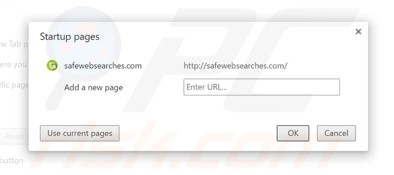 Removing safewebsearches.com from Google Chrome homepage