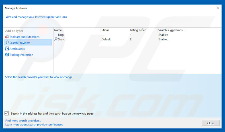 Removing safewebsearches.com from Internet Explorer default search engine