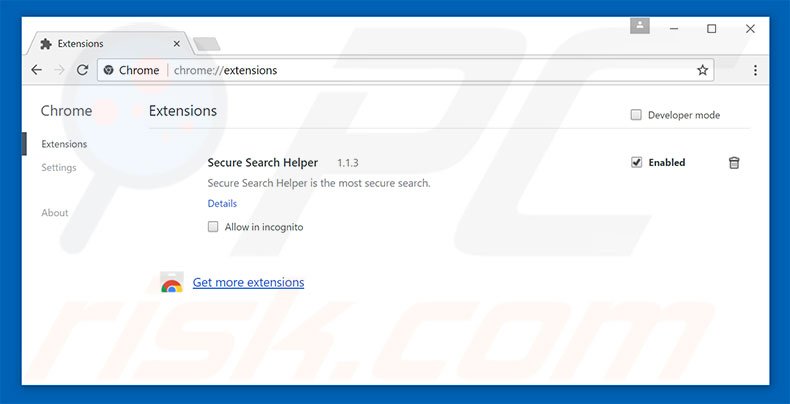 Removing searchiincognito.com related Google Chrome extensions
