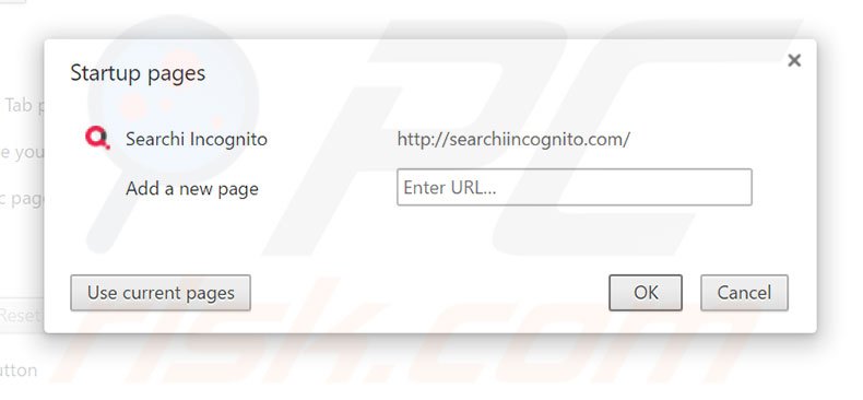 Removing searchiincognito.com from Google Chrome homepage
