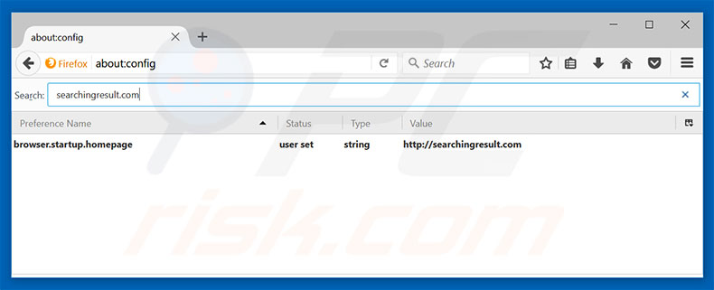 Removing searchingresult.com from Mozilla Firefox default search engine