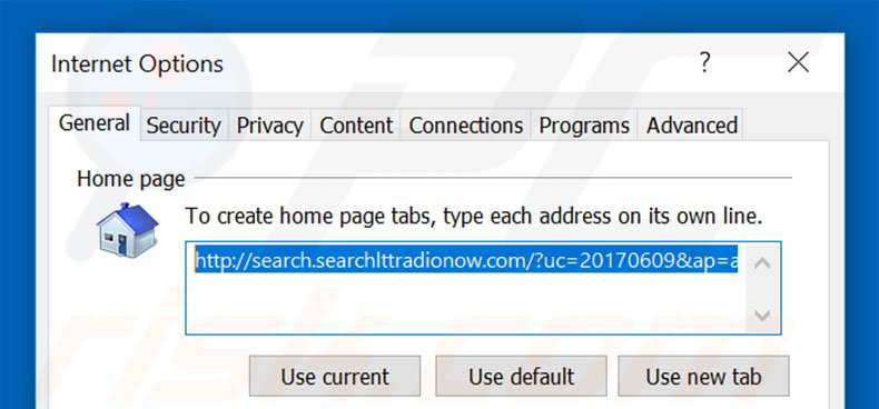 Removing search.searchitradionow.com from Internet Explorer homepage