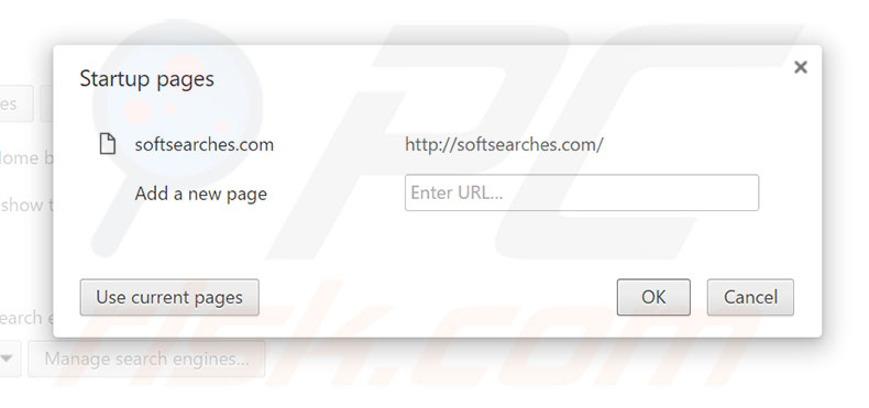 Removing softsearches.com from Google Chrome homepage