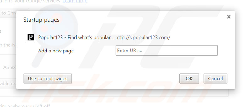 Removing s.popular123.com from Google Chrome homepage