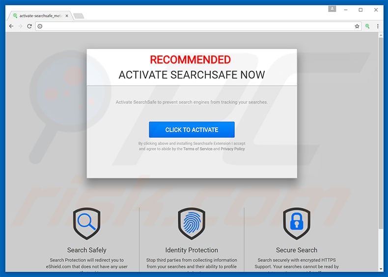 Website used to promote SrchSafe browser hijacker