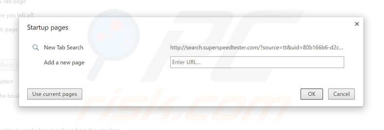 Removing search.superspeedtester.com from Google Chrome homepage