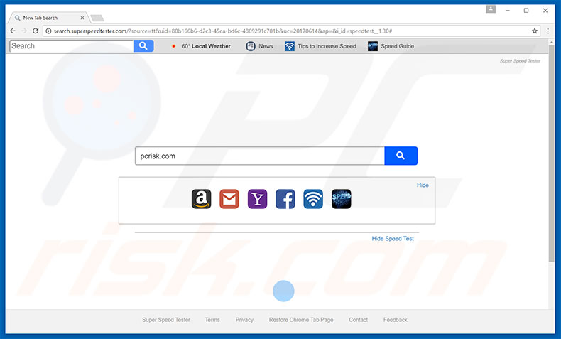 search.superspeedtester.com browser hijacker
