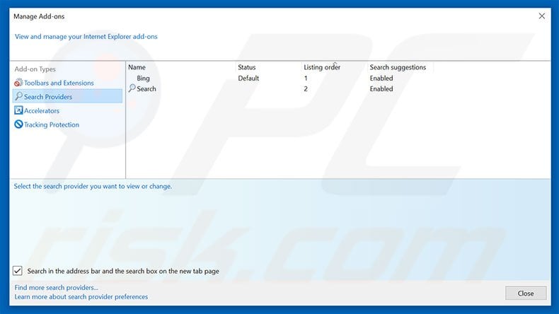 Removing surf-live.com from Internet Explorer default search engine