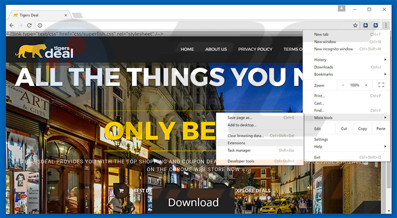 Removing Tigers Deals  ads from Google Chrome step 1