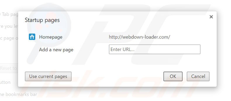 Removing webdown-loader.com from Google Chrome homepage