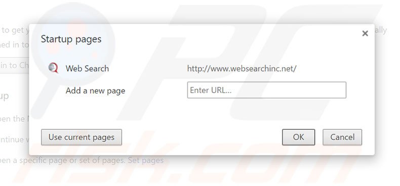 Removing websearchinc.net from Google Chrome homepage