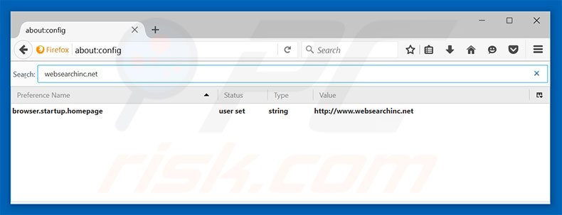 Removing websearchinc.net from Mozilla Firefox default search engine
