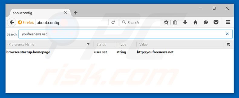 Removing youfreenews.net from Mozilla Firefox default search engine