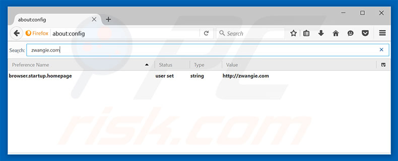 Removing zwangie.com from Mozilla Firefox default search engine
