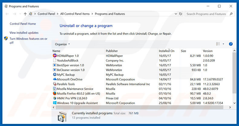 zwangie.com browser hijacker uninstall via Control Panel