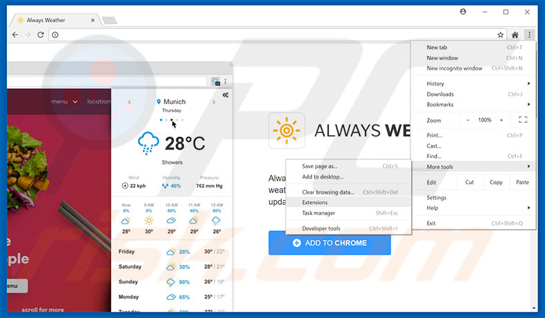 Removing Always Weather  ads from Google Chrome step 1