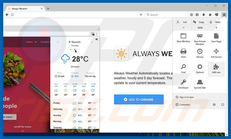 Removing Always Weather ads from Mozilla Firefox step 1