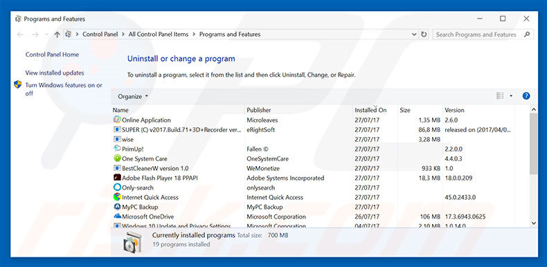 becanium.com adware uninstall via Control Panel