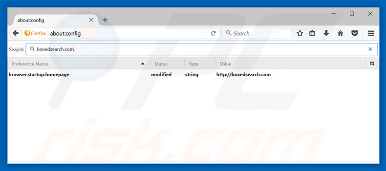 Removing boxedsearch.com from Mozilla Firefox default search engine