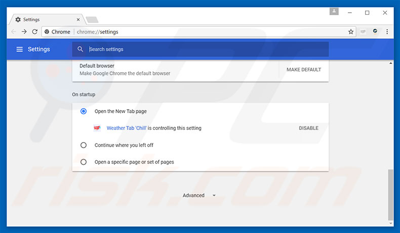 Removing search.chill-tab.com from Google Chrome homepage