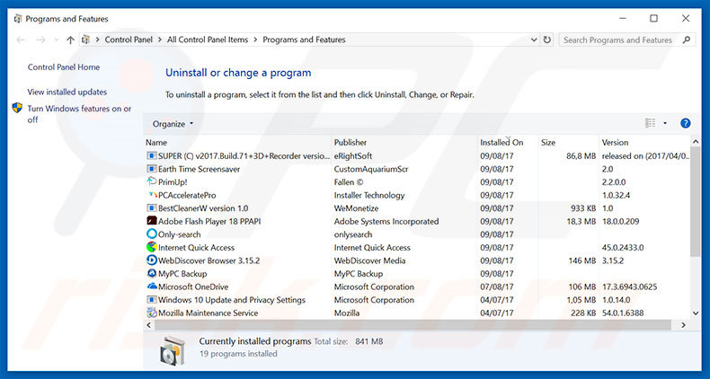 click-cpa.net adware uninstall via Control Panel