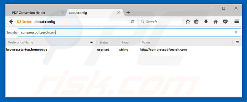 Removing compresspdfsearch.com from Mozilla Firefox default search engine