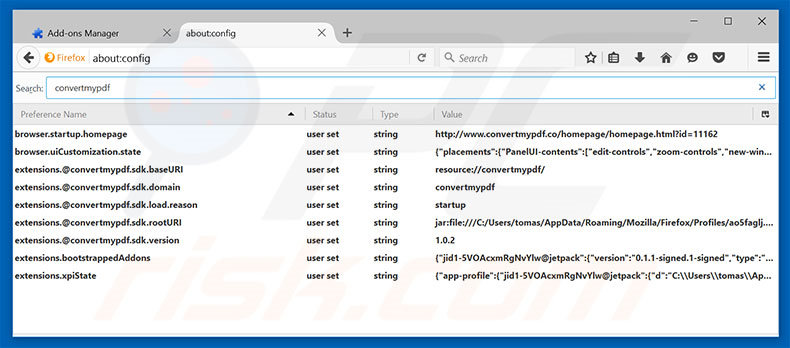 Removing covertmypdf.co from Mozilla Firefox default search engine